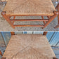 Pair Vintage Antique French Country Rustic Solid Oak Ladder Back Bar Stools Woven Rush Seats Counter Chairs High Top Kitchen Island Seating