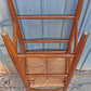 Pair Vintage Antique French Country Rustic Solid Oak Ladder Back Bar Stools Woven Rush Seats Counter Chairs High Top Kitchen Island Seating
