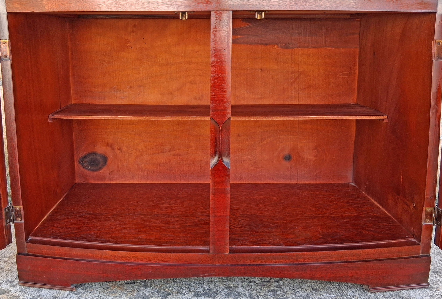 Vintage Antique Mid Century Modern Mahogany Wooden Bow Front Server Credenza Cabinet Commode Sideboard Storage Chest Buffet Entryway Console
