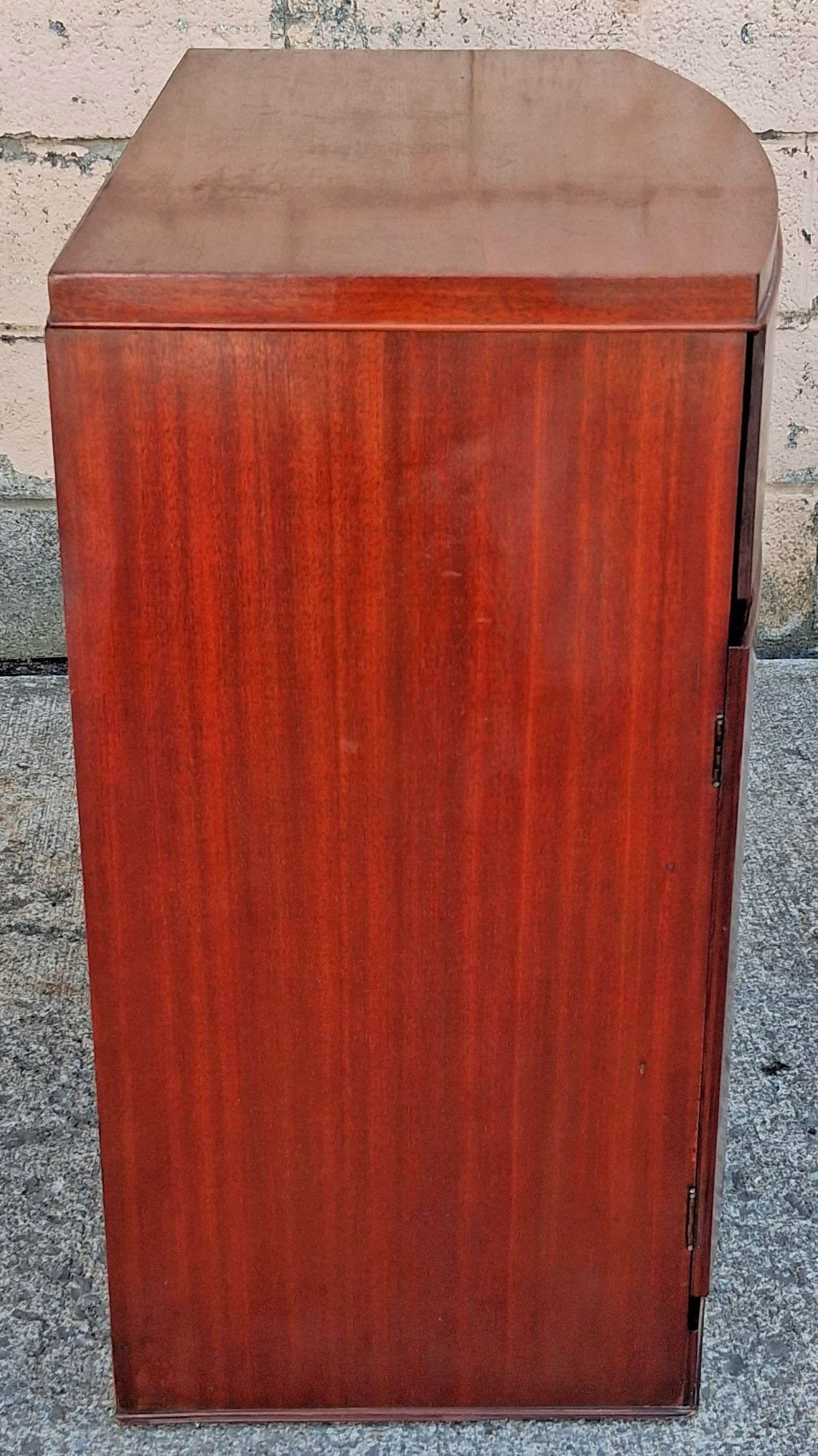 Vintage Antique Mid Century Modern Mahogany Wooden Bow Front Server Credenza Cabinet Commode Sideboard Storage Chest Buffet Entryway Console