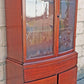 Vintage Antique Old Mid Century Modern Mahogany Wood Bow Front China Glass Display Hutch Bookcase Sideboard Storage Credenza Curio Cabinet