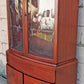 Vintage Antique Old Mid Century Modern Mahogany Wood Bow Front China Glass Display Hutch Bookcase Sideboard Storage Credenza Curio Cabinet