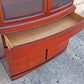 Vintage Antique Old Mid Century Modern Mahogany Wood Bow Front China Glass Display Hutch Bookcase Sideboard Storage Credenza Curio Cabinet