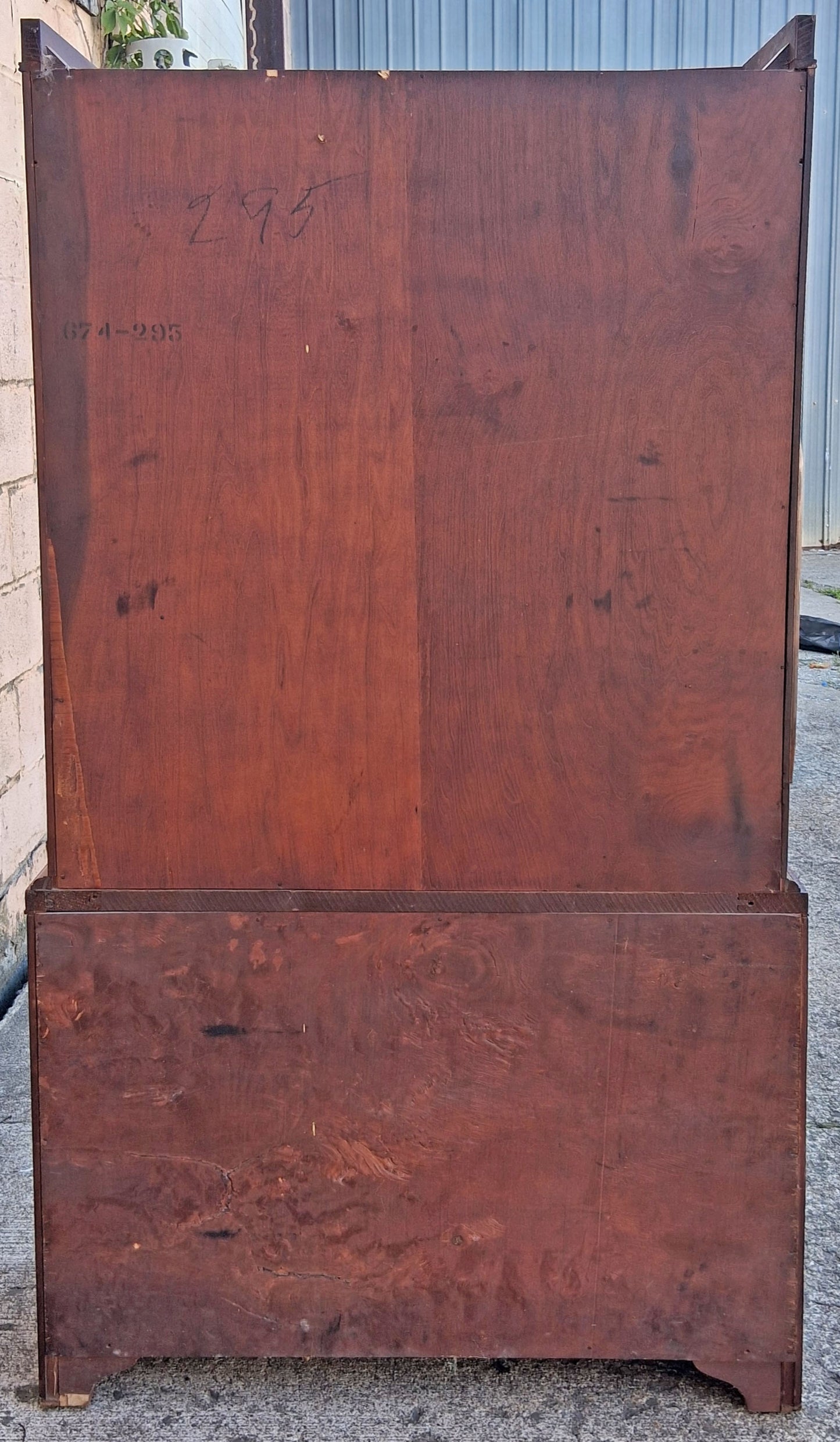 Vintage Antique Old Mid Century Modern Mahogany Wood Bow Front China Glass Display Hutch Bookcase Sideboard Storage Credenza Curio Cabinet