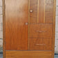 Antique Vintage Old Reclaimed Salvaged Art Deco Solid Wood Wooden Burled Walnut Waterfall Dresser Cabinet Closet Armoire Wardrobe Chifforobe