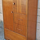 Antique Vintage Old Reclaimed Salvaged Art Deco Solid Wood Wooden Burled Walnut Waterfall Dresser Cabinet Closet Armoire Wardrobe Chifforobe