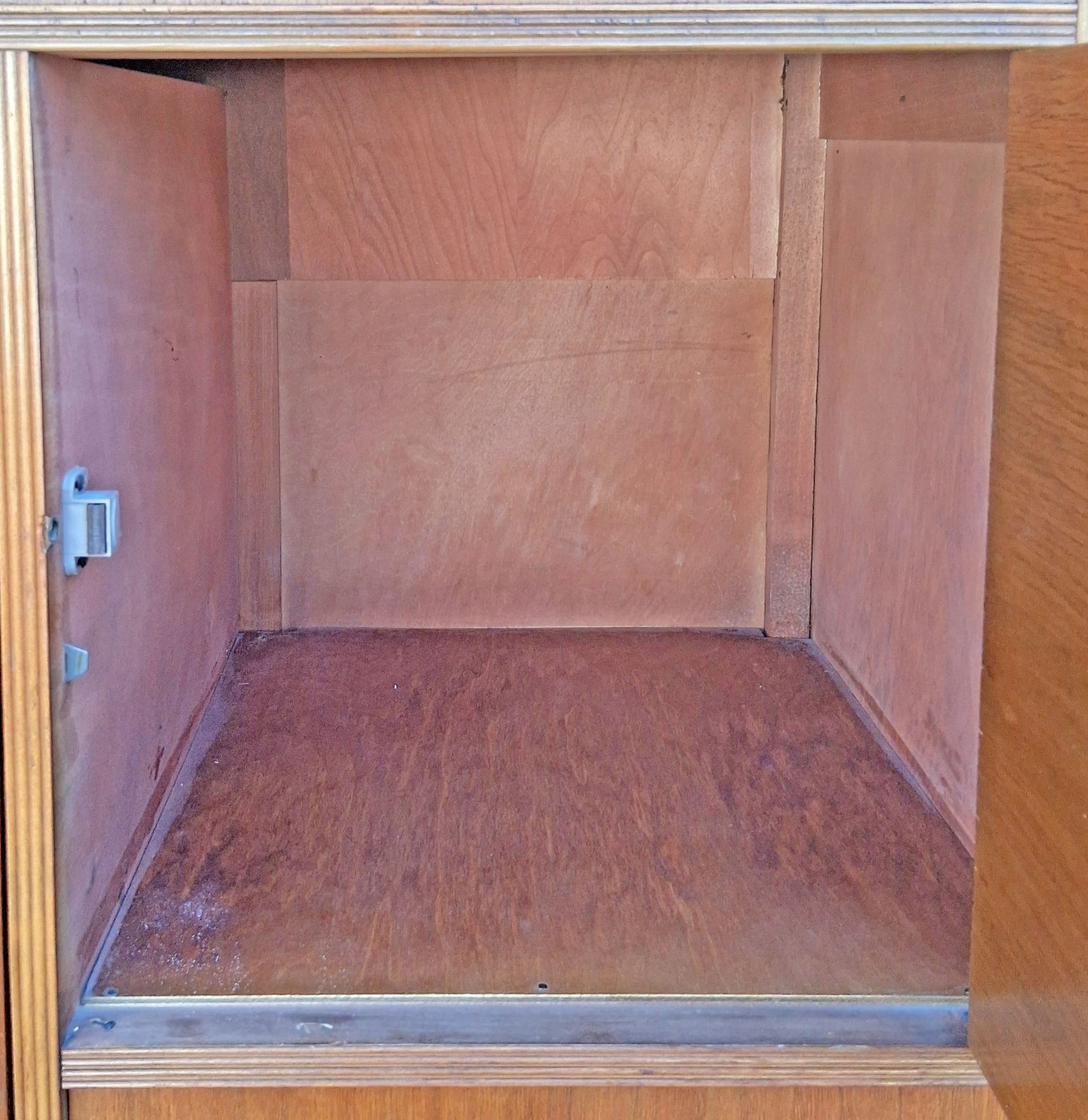 Antique Vintage Old Reclaimed Salvaged Art Deco Solid Wood Wooden Burled Walnut Waterfall Dresser Cabinet Closet Armoire Wardrobe Chifforobe