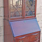 Antique Vintage Old Chippendale Mahogany Drop Slant Front Glass Secretary Desk Bookcase Cabinet Display Writing Desk Hutch Ball Claw Foot