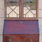Antique Vintage Old Chippendale Mahogany Drop Slant Front Glass Secretary Desk Bookcase Cabinet Display Writing Desk Hutch Ball Claw Foot
