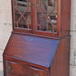 Antique Vintage Old Chippendale Mahogany Drop Slant Front Glass Secretary Desk Bookcase Cabinet Display Writing Desk Hutch Ball Claw Foot