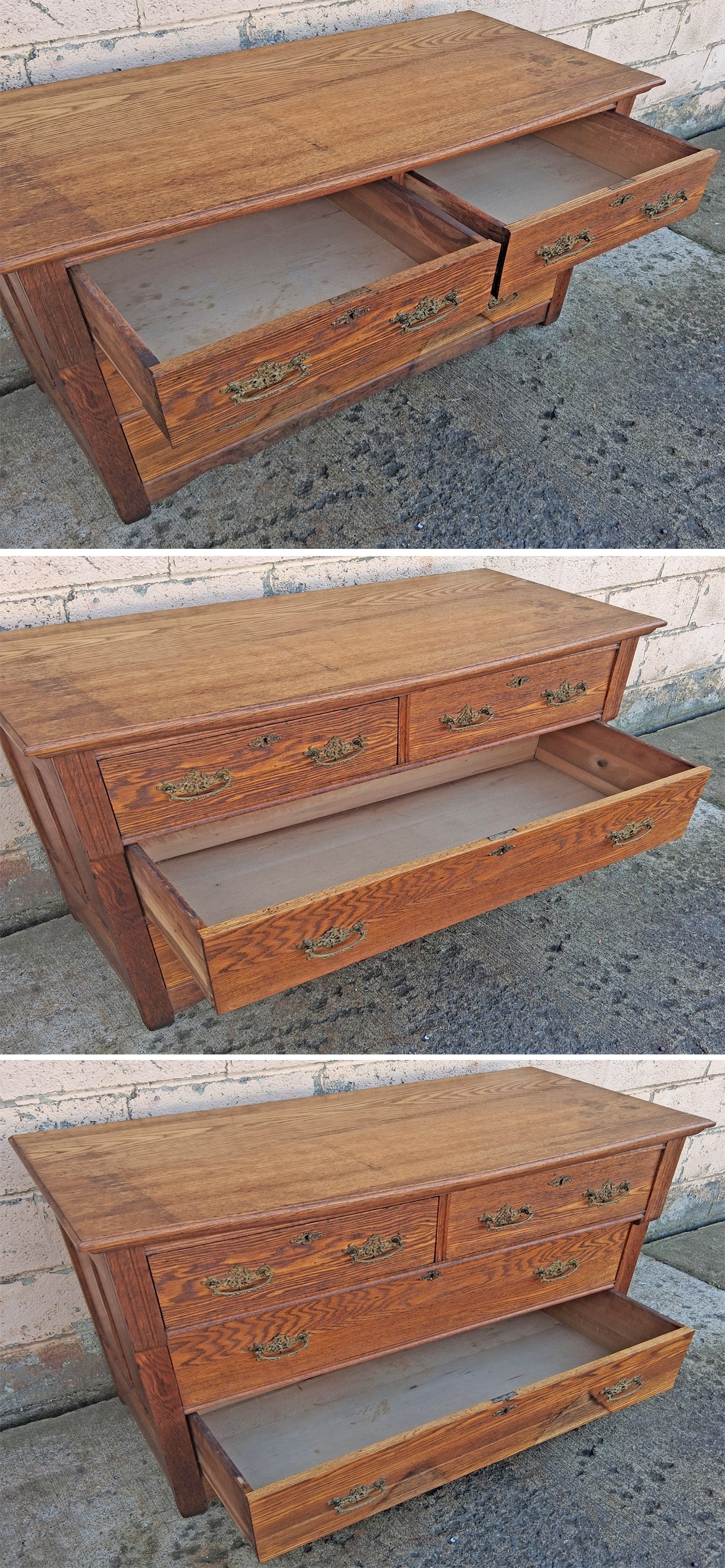 Antique Vintage Old Edwardian Farmhouse Country Colonial Revival Reclaimed Salvaged SOLID Tiger Quartersawn Oak Chest of Drawers Dresser