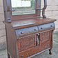 Antique Vintage Reclaimed Salvaged Colonial Edwardian Quartersawn Tiger Oak Wood Wooden Sideboard Buffet Server Beveled Mirror Hutch Cabinet