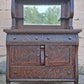 Antique Vintage Reclaimed Salvaged Colonial Edwardian Quartersawn Tiger Oak Wood Wooden Sideboard Buffet Server Beveled Mirror Hutch Cabinet