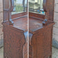 Antique Vintage Reclaimed Salvaged Colonial Edwardian Quartersawn Tiger Oak Wood Wooden Sideboard Buffet Server Beveled Mirror Hutch Cabinet