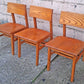 Set of 3 Vintage Antique Reclaimed Salvaged University of Scranton Mid Century Solid Oak Wood Wooden Dining Desk Seat Library Chairs