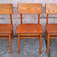 Set of 3 Vintage Antique Reclaimed Salvaged University of Scranton Mid Century Solid Oak Wood Wooden Dining Desk Seat Library Chairs