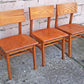 Set of 3 Vintage Antique Reclaimed Salvaged University of Scranton Mid Century Solid Oak Wood Wooden Dining Desk Seat Library Chairs