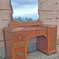 Antique Vintage Old Reclaimed Salvaged Art Deco Waterfall Solid Wood Wooden Walnut Serpentine Makeup Dressing Kneehole Vanity Table