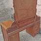 Antique Vintage Old Reclaimed Salvaged Art Deco Waterfall Solid Wood Wooden Walnut Serpentine Makeup Dressing Kneehole Vanity Table