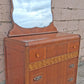 Antique Vintage Old Reclaimed Salvaged Art Deco Waterfall Solid Wood Wooden Walnut Bedroom Dresser Chest of Drawers 3 Drawer Mirror Vanity