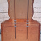 Antique Vintage Old Reclaimed Salvaged Art Deco Waterfall Solid Wood Wooden Walnut Bedroom Dresser Chest of Drawers 3 Drawer Mirror Vanity