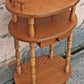 Vintage Antique Old Colonial Revival Traditional Oak 3 Tier Tiered Small Accent Oval Side End Telephone Stand Nightstand Table Shelf Drawer
