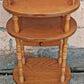 Vintage Antique Old Colonial Revival Traditional Oak 3 Tier Tiered Small Accent Oval Side End Telephone Stand Nightstand Table Shelf Drawer