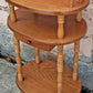 Vintage Antique Old Colonial Revival Traditional Oak 3 Tier Tiered Small Accent Oval Side End Telephone Stand Nightstand Table Shelf Drawer