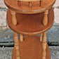 Vintage Antique Old Colonial Revival Traditional Oak 3 Tier Tiered Small Accent Oval Side End Telephone Stand Nightstand Table Shelf Drawer
