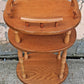 Vintage Antique Old Colonial Revival Traditional Oak 3 Tier Tiered Small Accent Oval Side End Telephone Stand Nightstand Table Shelf Drawer