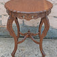 Antique Vintage Old French Provincial Walnut Round Side Table Carved Piecrust Scalloped Occasional Accent Lamp End  Floral Carving Stretcher