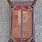 Antique Vintage Old Victorian Thomasville Solid Wood Wooden Needlepoint Red Floral Fabric Tapestry Vanity Accent Side Piano Bench Stool