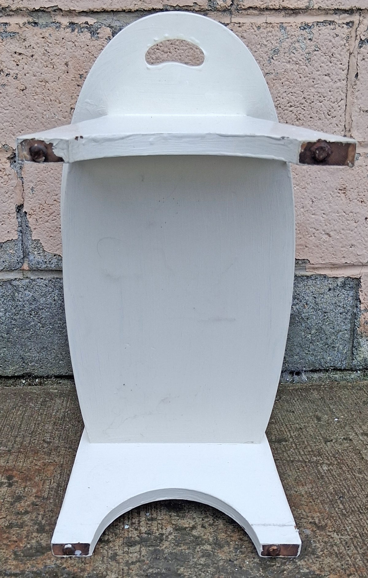 Vintage Antique Primitive Rustic Farmhouse Country Retro Solid Wood Wooden Painted White Accent Plant Stand End Tier Table Nightstand Shelf