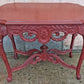 Antique Vintage Victorian Renaissance Baroque Revival Solid Wood Wooden Painted Red End Side Accent Table Plant Stand Lamp Shelf Nightstand