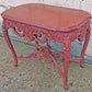Antique Vintage Victorian Renaissance Baroque Revival Solid Wood Wooden Painted Red End Side Accent Table Plant Stand Lamp Shelf Nightstand