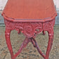 Antique Vintage Victorian Renaissance Baroque Revival Solid Wood Wooden Painted Red End Side Accent Table Plant Stand Lamp Shelf Nightstand