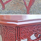 Antique Vintage Victorian Renaissance Baroque Revival Solid Wood Wooden Painted Red End Side Accent Table Plant Stand Lamp Shelf Nightstand