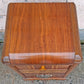 Antique Vintage Old Reclaimed Salvaged Art Deco Waterfall Solid Wood Wooden Walnut Chevron Inlay Veneer Table Nightstand Bedside Cabinet