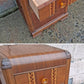 Antique Vintage Old Reclaimed Salvaged Art Deco Waterfall Solid Wood Wooden Walnut Chevron Inlay Veneer Table Nightstand Bedside Cabinet