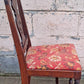 Antique Vintage Old Colonial Style SOLID Wood Wooden Side Dining Accent Desk Chair Floral Needlepoint Red Fabric Upholstered Seat