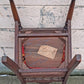 Antique Vintage Old Colonial Style SOLID Wood Wooden Side Dining Accent Desk Chair Floral Needlepoint Red Fabric Upholstered Seat