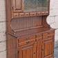 Vintage Antique Colonial Hale Company Solid Wood Scalloped Sliding Glass Door 2 Piece China Cabinet Hutch Buffet Server Dining Furniture