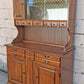Vintage Antique Colonial Hale Company Solid Wood Scalloped Sliding Glass Door 2 Piece China Cabinet Hutch Buffet Server Dining Furniture