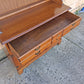 Vintage Antique Colonial Hale Company Solid Wood Scalloped Sliding Glass Door 2 Piece China Cabinet Hutch Buffet Server Dining Furniture