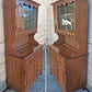 Vintage Antique Colonial Hale Company Solid Wood Scalloped Sliding Glass Door 2 Piece China Cabinet Hutch Buffet Server Dining Furniture