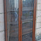 Antique Vintage Victorian Queen Anne Solid Wood Wooden Tiger Oak Curved Glass Bow Front China Cabinet Display Curio Case Door Furniture