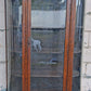 Antique Vintage Victorian Queen Anne Solid Wood Wooden Tiger Oak Curved Glass Bow Front China Cabinet Display Curio Case Door Furniture