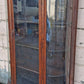 Antique Vintage Victorian Queen Anne Solid Wood Wooden Tiger Oak Curved Glass Bow Front China Cabinet Display Curio Case Door Furniture