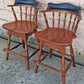 Pair of Vintage Antique Frederick Duckloe Bros Swivel Barstools Colonial Reproductions Wood Counter Height Seating Pub Tavern Windsor Chairs