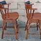 Pair of Vintage Antique Frederick Duckloe Bros Swivel Barstools Colonial Reproductions Wood Counter Height Seating Pub Tavern Windsor Chairs